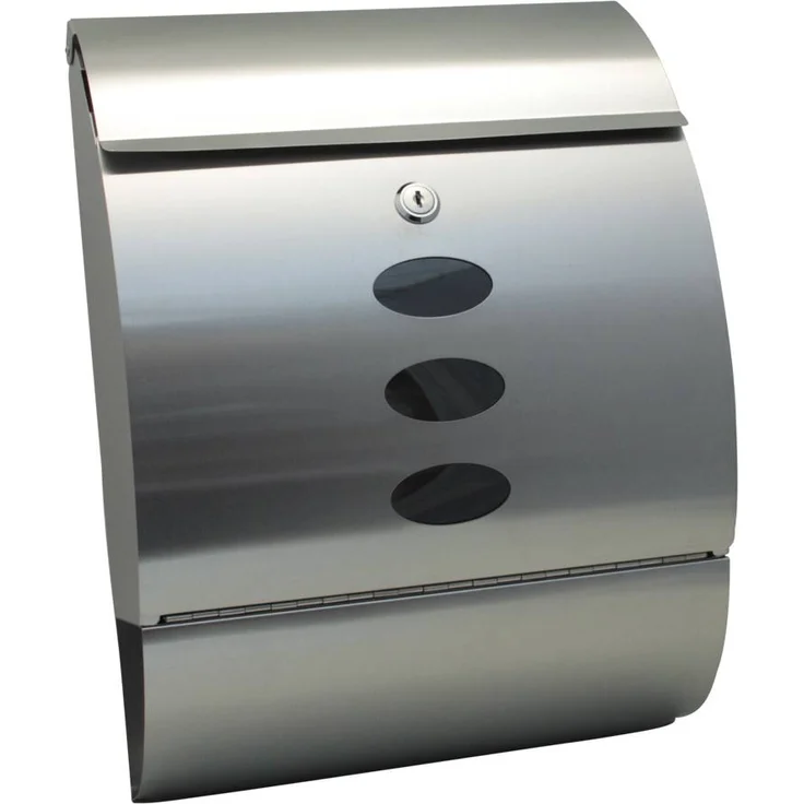 Grafner Edelstahl Briefkasten mit Zeitungsrolle und 3 Sichtfenstern Postkasten – Bild 1