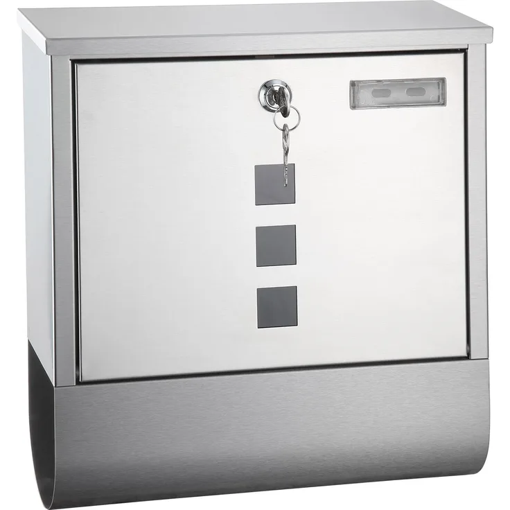 Metall Briefkasten Wandbriefkasten OSLO Edelstahl Design mit Zeitungsrolle