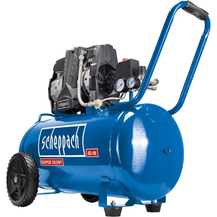 Scheppach HC51Si Super Silent Doppelzylinder Kompressor | 60 dB(A) leise | 50L Kessel | 8bar | ölfrei und wartungsarm | 300 l/min Ansaugleistung | 1500W | 2 Manometer & Kupplungen | Flüsterkompressor – Bild 3