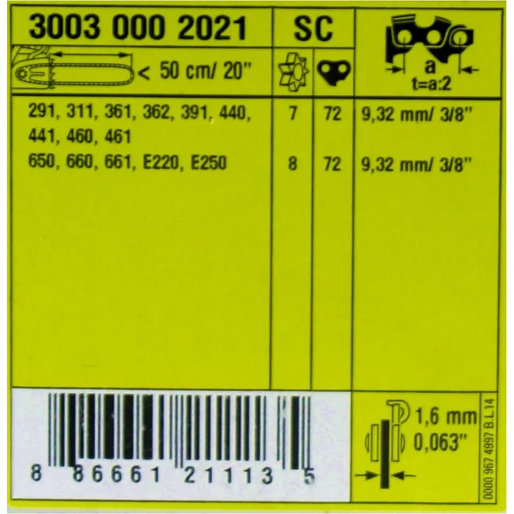Stihl 30030002021 Führungsschiene Rollomatic ES Light, 3-8, 1,6 mm 3003 000 2021