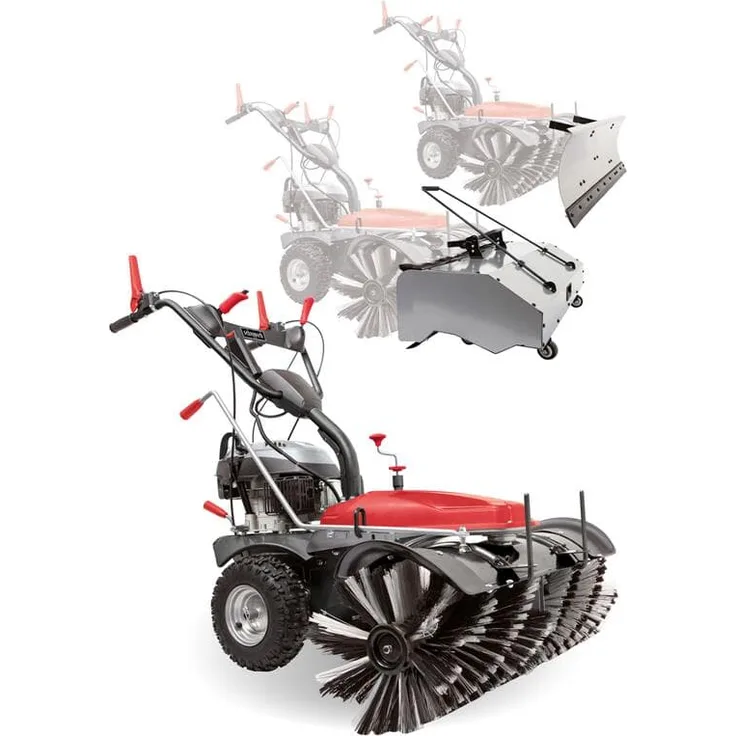 Scheppach Benzin Kehrmaschine E-Start SC2200PE 6,5 PS, Kehrbreite 100cm, 70L Box, Schneefräse, 3 Vorwärts und 1 Rückwärtsgang, inkl. Auffangbehälter und Schneeschild, Schneeschieber, Schneeräumer