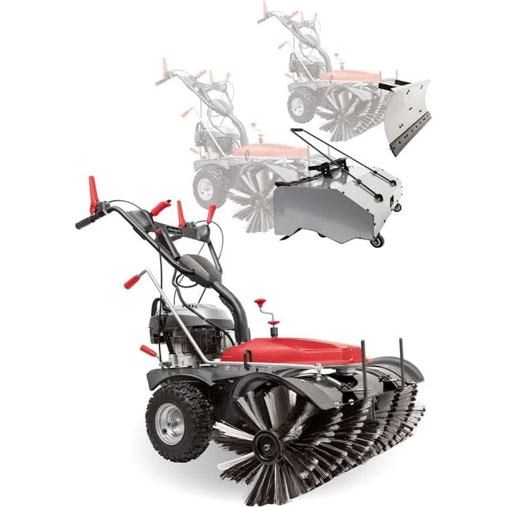 Scheppach Benzin Kehrmaschine E-Start SC2200PE 6,5 PS, Kehrbreite 100cm, 70L Box, Schneefräse, 3 Vorwärts und 1 Rückwärtsgang, inkl. Auffangbehälter und Schneeschild, Schneeschieber, Schneeräumer – Bild 1