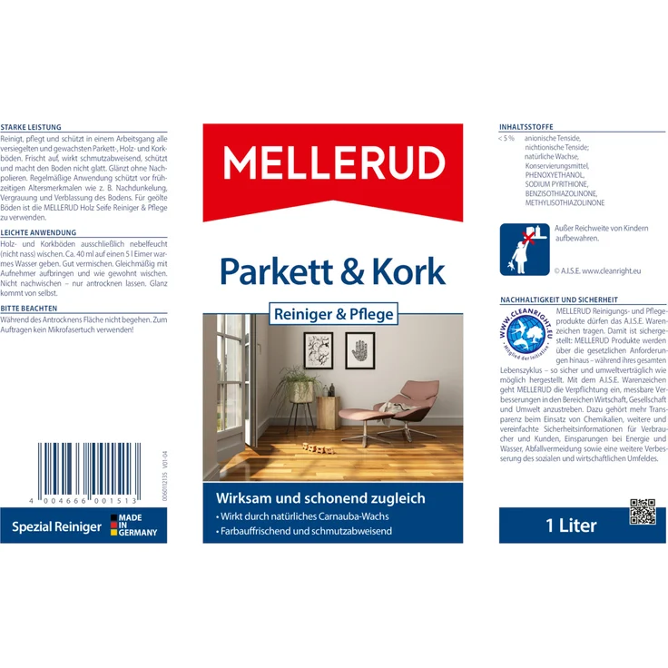 Mellerud Parkett & Kork Reiniger & Pflege 1,0 l – Bild 4