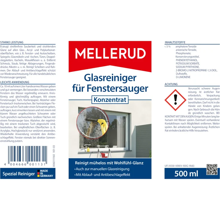 Mellerud Glasreiniger für Fenstersauger Konzentrat 0,5 l – Bild 4