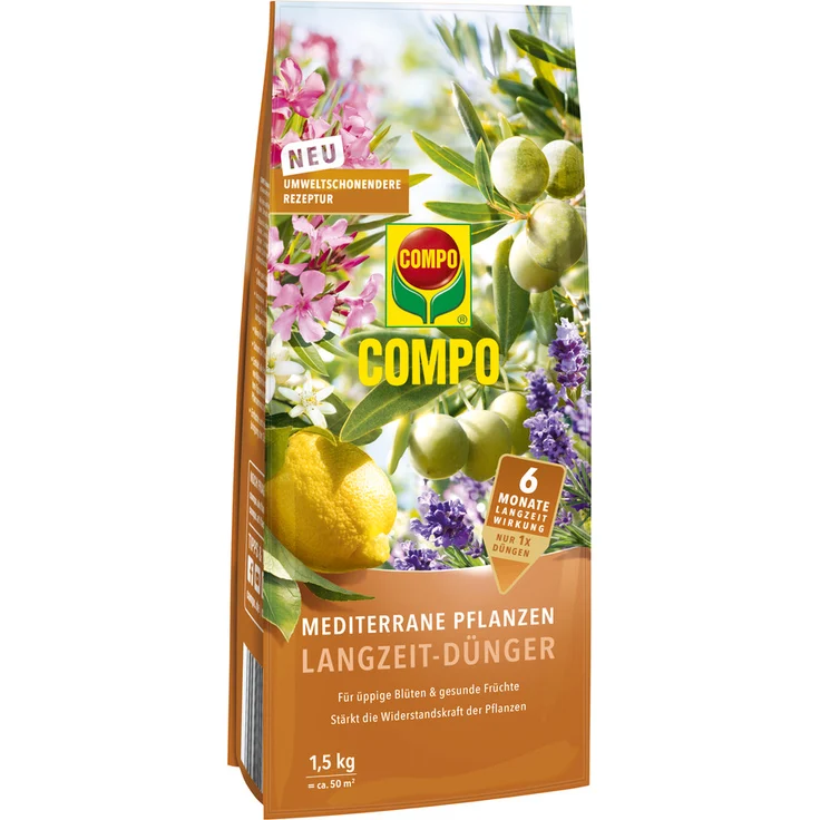 Compo Mediterrane Pflanzen Langzeit-Dünger, 1,5 kg Beutel – Bild 1