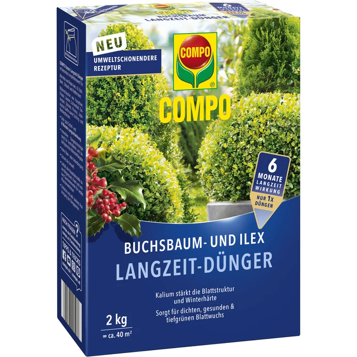 Compo Buchsbaum- und Ilex Langzeit-Dünger neu, 2 kg – Bild 1