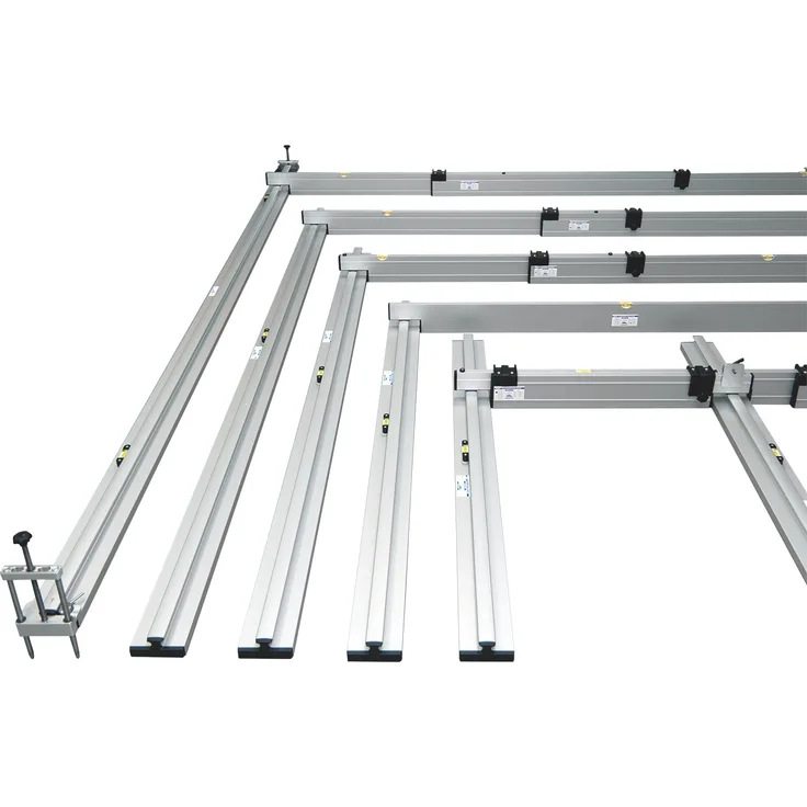 rabo Trockenschüttungslehre -'-'Varia-A Set-'-' 5-teilig: 2 Grundschienen 1,25m und 2,50m, 1 Abziehlatte stufenlos verstellbar 1,50-2,50m