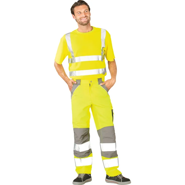 Planam Plaline Warnschutz Bundhose gelb/zink Größe 42