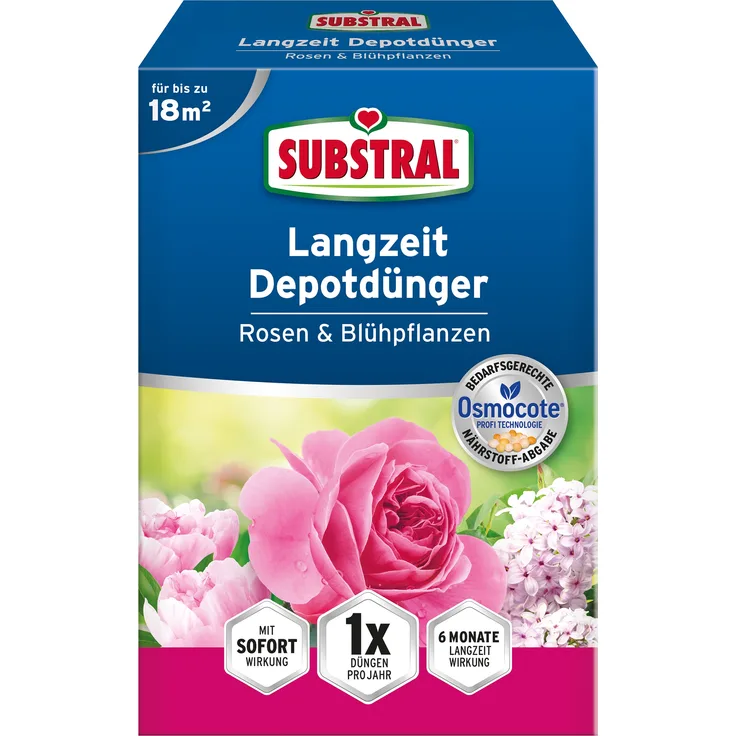 SUBSTRAL Langzeit Depotdünger für Rosen & Blühpflanzen, 750 g
