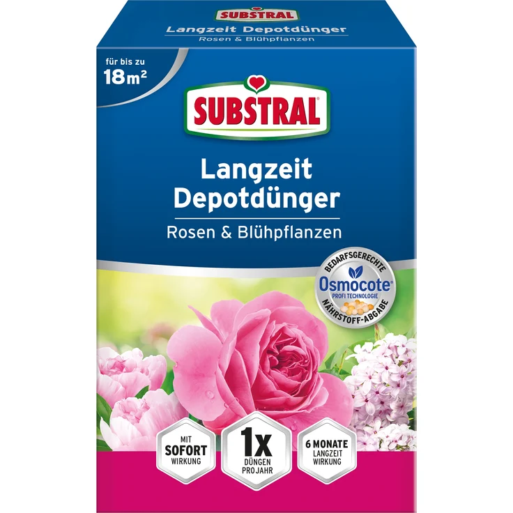 SUBSTRAL Langzeit Depotdünger für Rosen & Blühpflanzen, 750 g – Bild 1