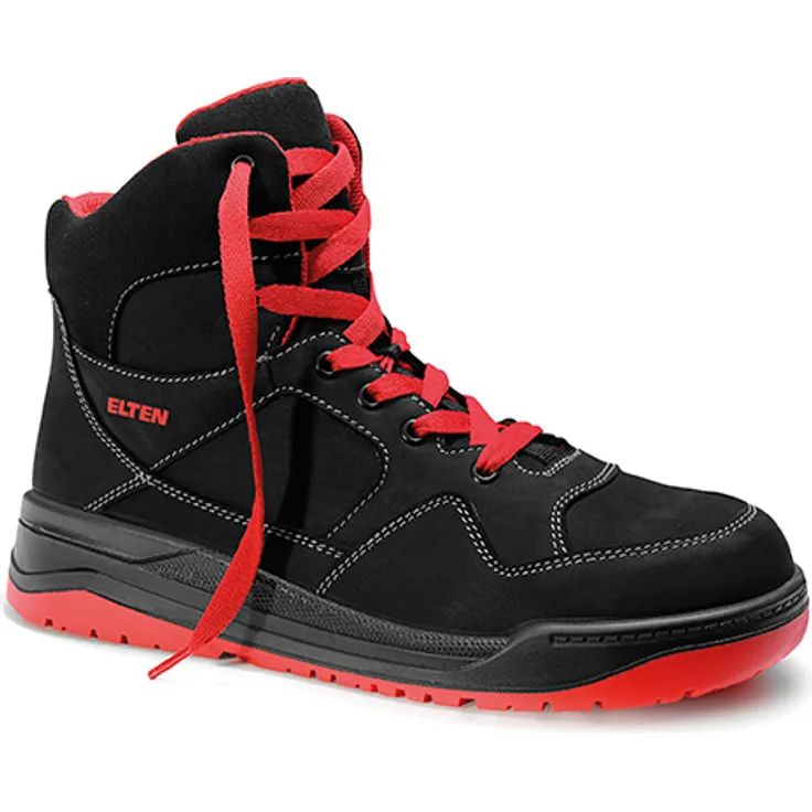 Sicherheitsschnürstiefel MAVERICK black-red Mid ESD S3, Gr. 47
