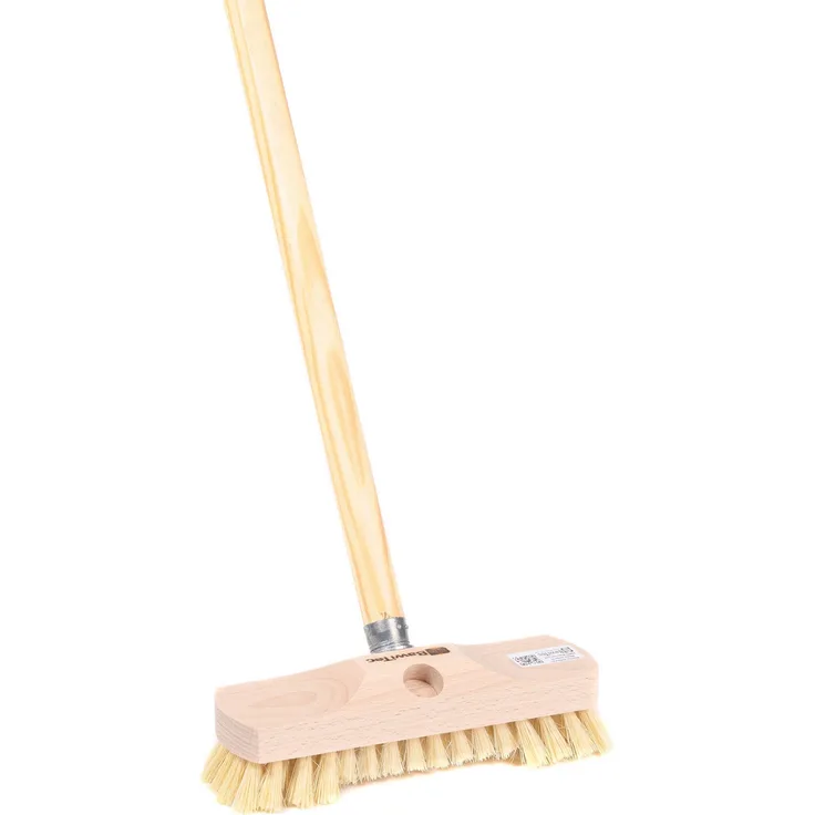 BawiTec Badewien Schrubber mit Bart 22cm mit Gewinde und Holzstiel