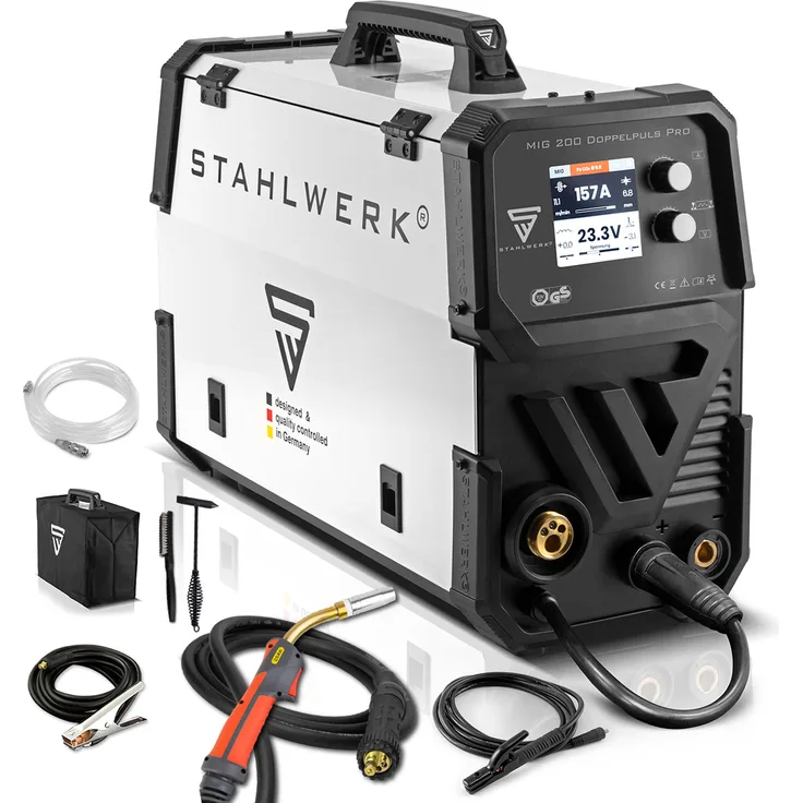 STAHLWERK MIG MAG 200 Doppelpuls Pro ST leistungsstarkes Schweißgerät mit Puls- sowie Doppelpuls-Funktion und 200 Ampere