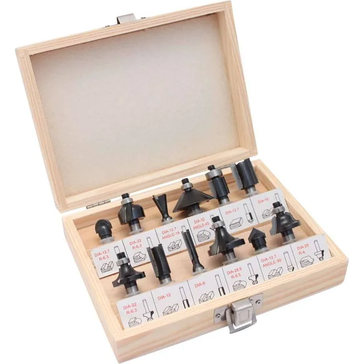 Holzfräser Fräsersatz Oberfräser Set 12 teilig HM 8mm