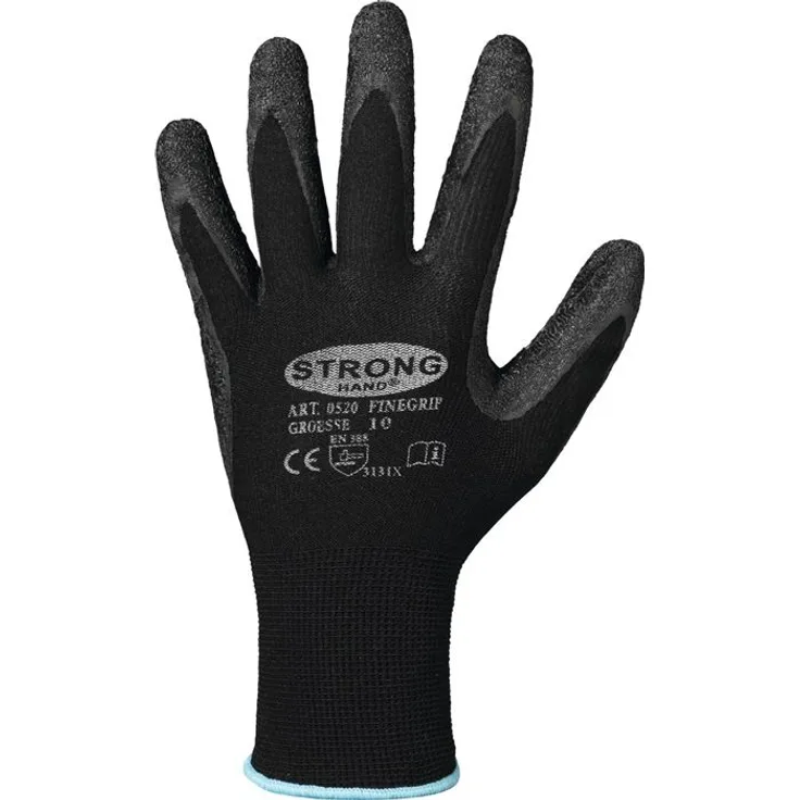 Handschuhe Finegrip Gr.11 schwarz EN 388 PSA II Nyl.m.Schrumpf-Latex STRONGHA