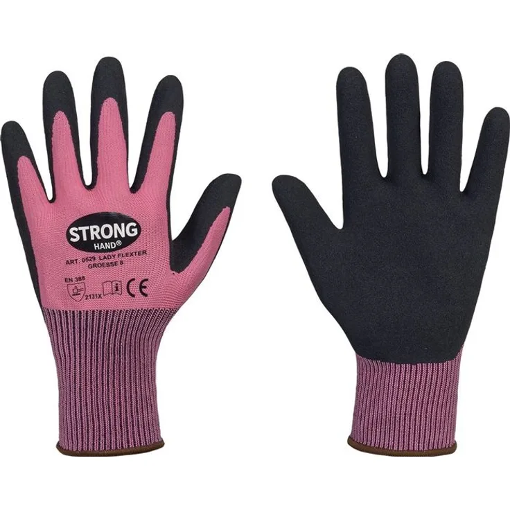 Handschuhe LADY FLEXTER Gr.7 pink/schwarz EN 420/EN 388 PSA II STRONGHAND VE: 12