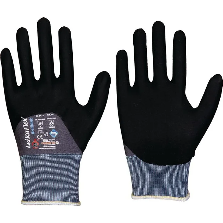 Handschuhe LeikaFlex Brilliant Gr.9 grau/schwarz PSA II 12 PA LEIPOLD VE: 12