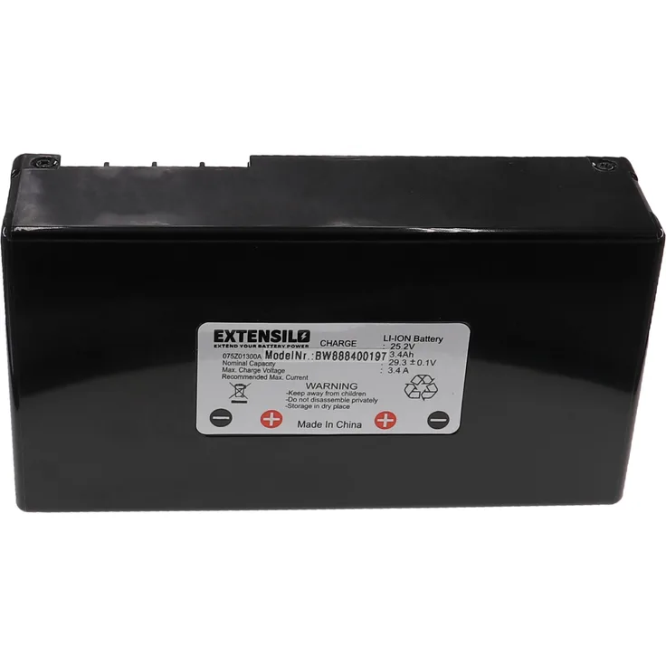 EXTENSILO Akku kompatibel mit Stiga Autoclip 200, 223, 225, 228, 225s, 228s, 221, 125, 127 Rasenroboter Rasenmäher (3400mAh, 25,2V, Li-Ion)