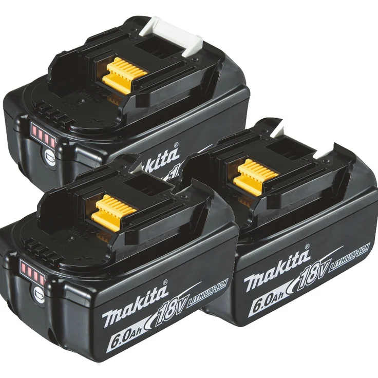 Makita BL1860B 3 x Akku, ohne Ladegerät, Li-Ion, 18V, 6 Ah, mit Ladestandsanzeige – Bild 1