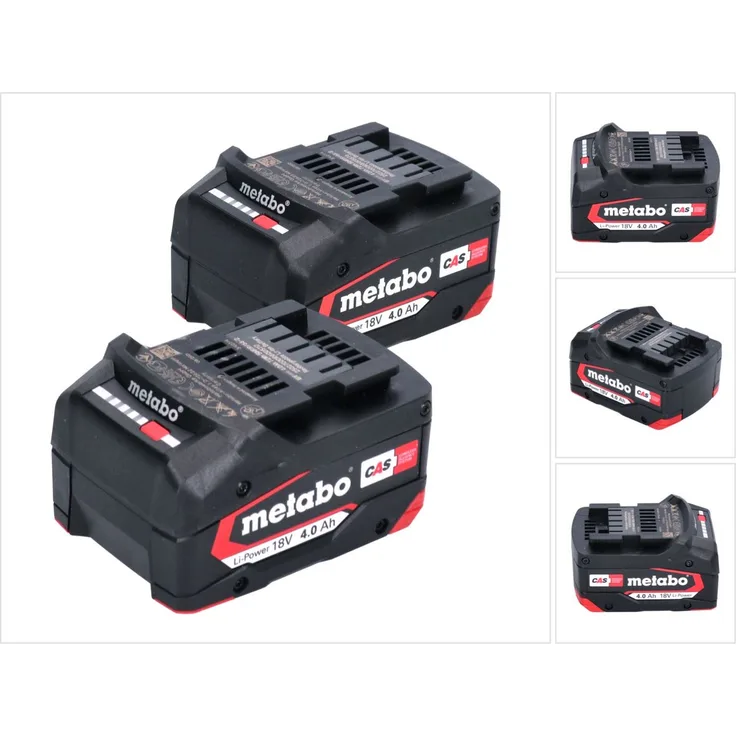 Metabo Akku Set 2x Li-Power Akkupack 18 V 4 Ah CAS Li-Ion ( 2x 625027000 ) mit Ladestandsanzeige