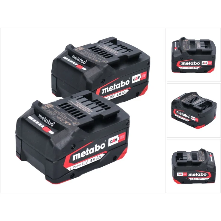 Metabo Akku Set 2x Li-Power Akkupack 18 V 4 Ah CAS Li-Ion ( 2x 625027000 ) mit Ladestandsanzeige
