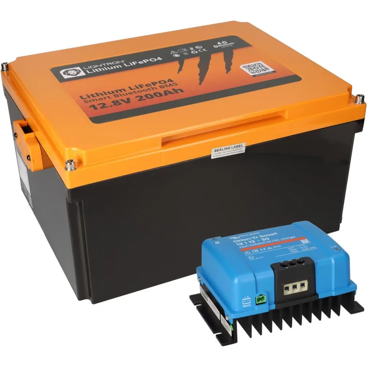 SET LIONTRON LiFePO4 Akku 12,8V 200Ah Untersitz + Victron Orion-Tr Smart 12-12-30A Ladebooster
