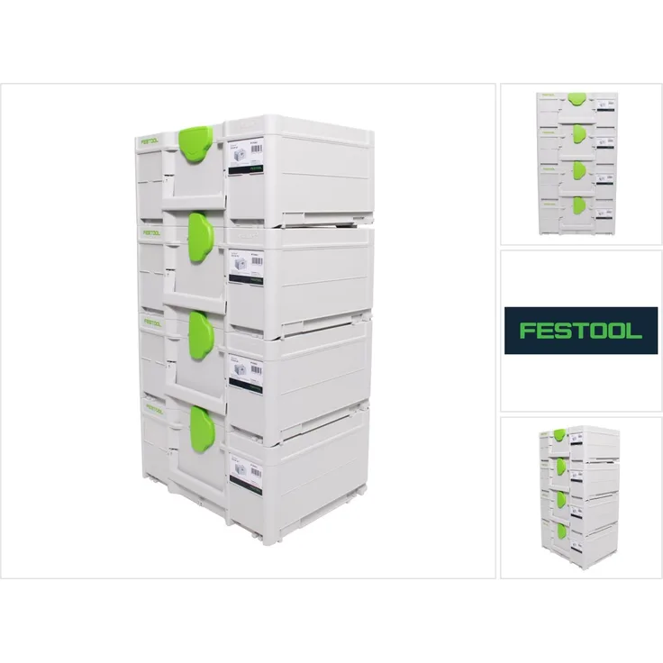 Festool Systainer Set 4x SYS3 M 187 ( 4x 204842 ) 15,9 Liter 396x296x187mm Werkzeugkoffer koppelbar