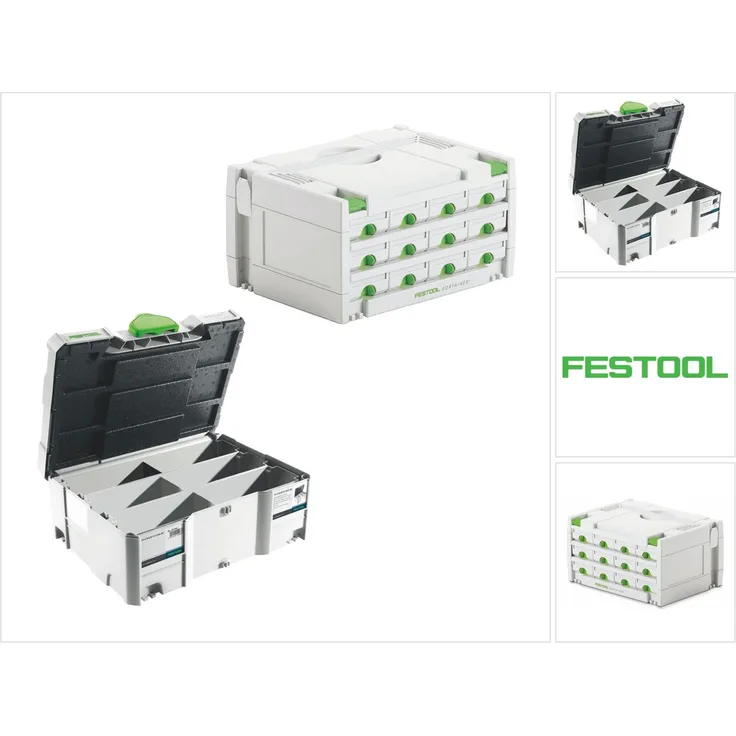 Festool Sortainer Set SYS 3-SORT/12 ( 491986 ) Sortiment Koffer + Systainer T-LOC SORT-SYS 2 TL Domino ( 498889 )