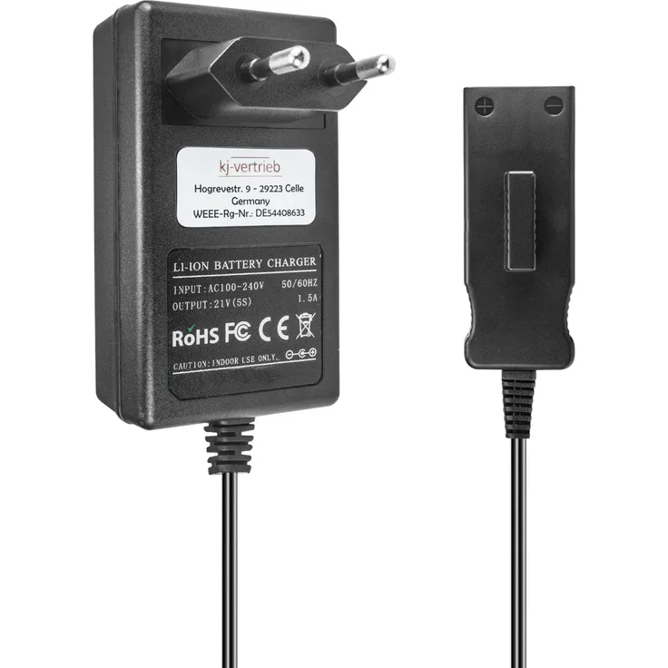 Ladegerät kompatibel mit Gardena Li-Ion Werkzeug-Akkus 008A231 Ergocut 48 Li 8878 Comfort Wand-Schlauchbox 35 Li 8025 - 21V 1.5A