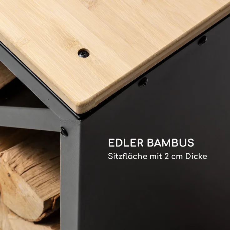 Kindlewood S Black Holzspeicher Sitzbank 57x56x36cm Bambus Zink Schwarz