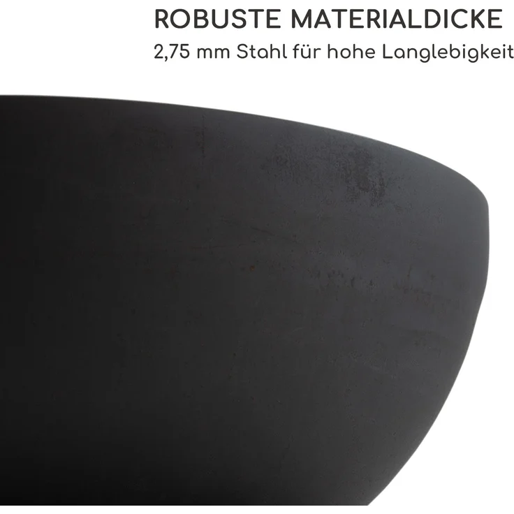Savage 2.0 Rund Feuerschalen-Grill Ø: 60 cm stabiler Sockel Holzlager Schwarz – Bild 1