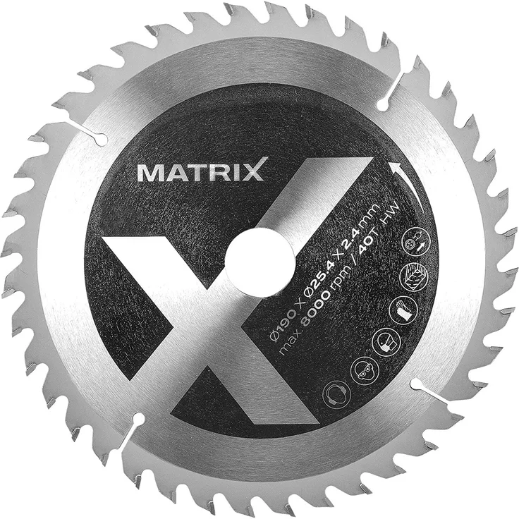 MATRIX Ersatz Sägeblatt Universal für Kappsäge Gehrungssäge 190 mm 40 Z 25,4 mm