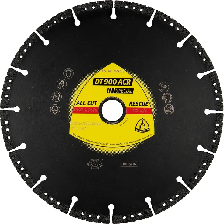 Klingspor Diamanttrennscheibe DT 900ACR 230x3,1x22,23mm 12 Segmente