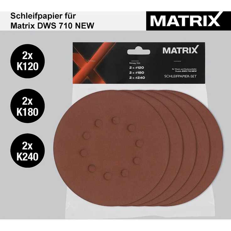 MATRIX Schleifpapier für Trockenbauschleifer DWS 600 710 710 NEW 6 Stück   NEU  