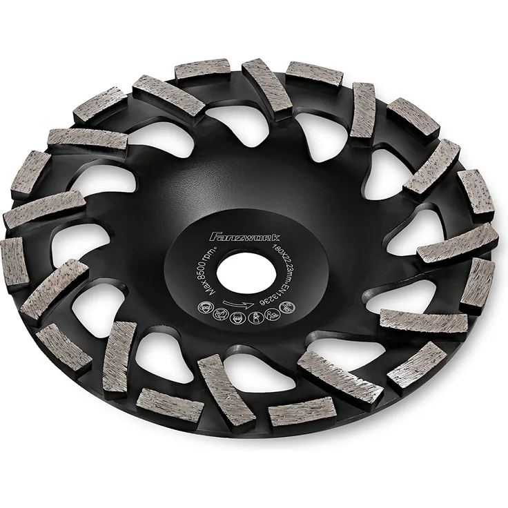 FANZTOOL Premium Diamant-Schleiftopf Abrasiv 125 mm x 22,2 mm Schleifteller Estrich, Asphalt, Putz, abrasive Baustoffe, TURBO-STAUBSAUGUNG-EFFEKT