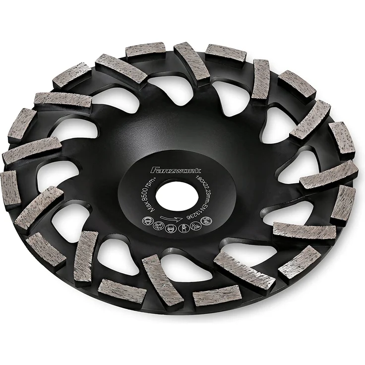 FANZTOOL Premium Diamant-Schleiftopf Abrasiv 125 mm x 22,2 mm Schleifteller Estrich, Asphalt, Putz, abrasive Baustoffe, TURBO-STAUBSAUGUNG-EFFEKT