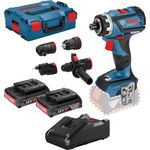Bosch Professional Akku-Bohrschrauber GSR 18V-60 FC / 2x 2,0 Ah Akku + Ladegerät 4 Aufsätzen in L-Boxx