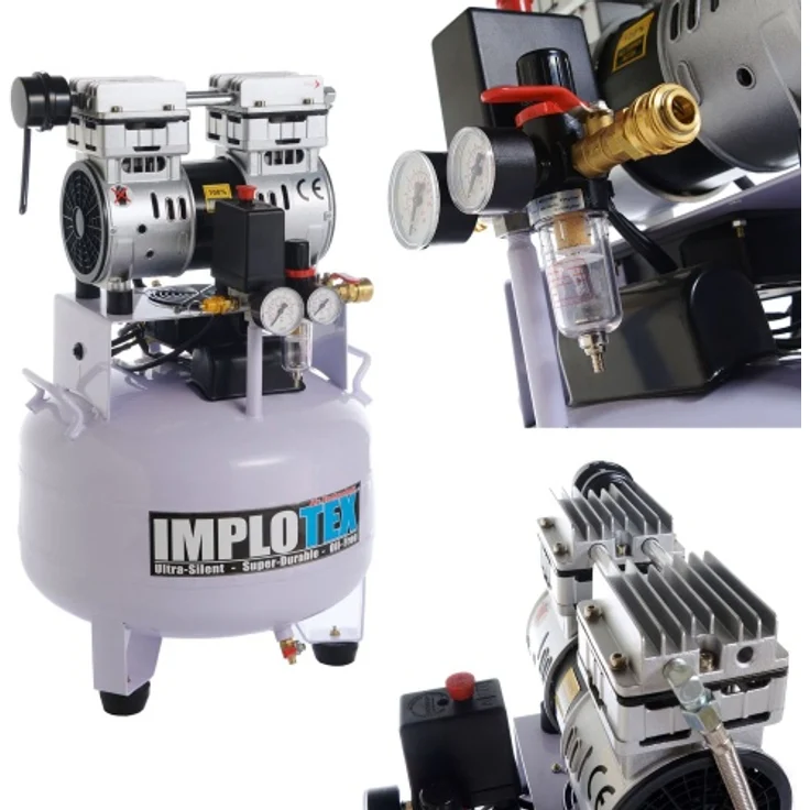 Implotex 850W Silent Flüsterkompressor Druckluftkompressor nur 55dB leise ölfrei flüster Kompressor – Bild 2