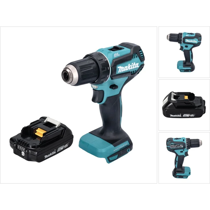 Makita DDF485A1 Akku Bohrschrauber 18 V 50 Nm Brushless + 1x Akku 2,0 Ah - ohne Ladegerät