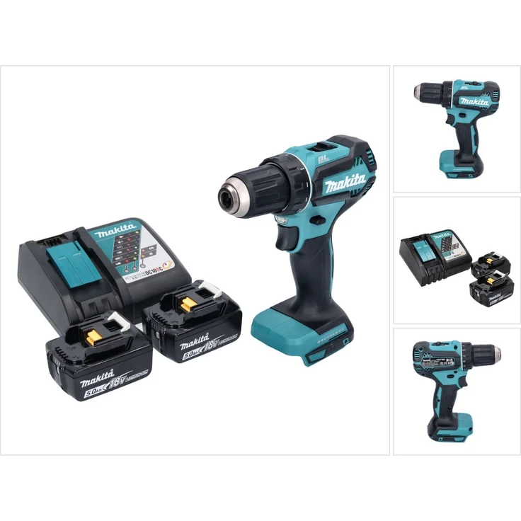 Makita DDF485RT Akku Bohrschrauber 18 V 50 Nm Brushless + 2x Akku 5,0 Ah + Ladegerät