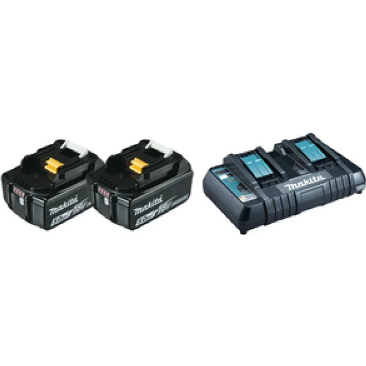 Makita BL1850B Akku-Set Li-Ion 18V LXT 5 Ah 2 x Akku mit Doppelladegerät mit Makpac mit Ladestandsanzeige – Bild 3