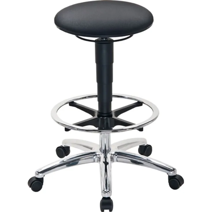 INTERSTUHL Drehhocker Sitz-Stop-Rollen+Fußring Supertec-Gewebe grau