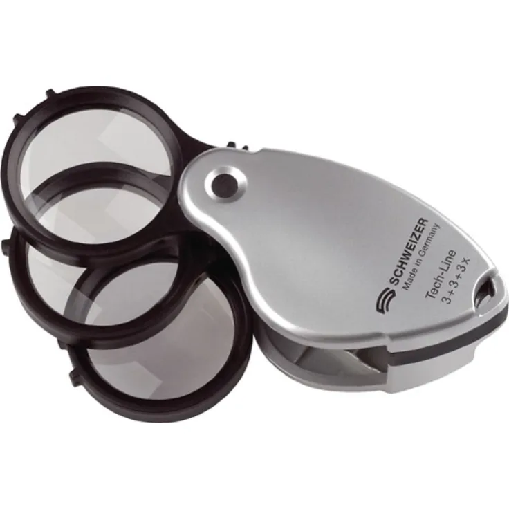 Einschlaglupe Tech-Line Vergr. 3x+3x+3x=9x Linsen-D.38mm Schweizer