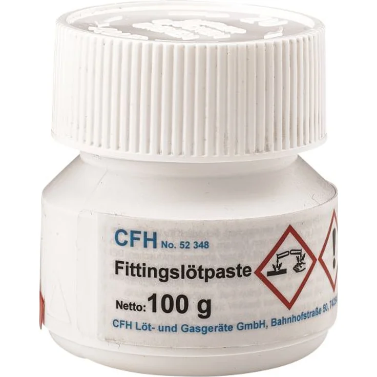 CFH Fittingslötpaste FP 348 100 g Weichlötmetallpaste zum Vorverzinnen und Weichlöten für Kupferrohr-Installationen / DIN EN 29453, DIN EN 29454.1 - 3.1.1.C (F-S21),S-Sn97Cu3 - Preisvergleich – Bild 1