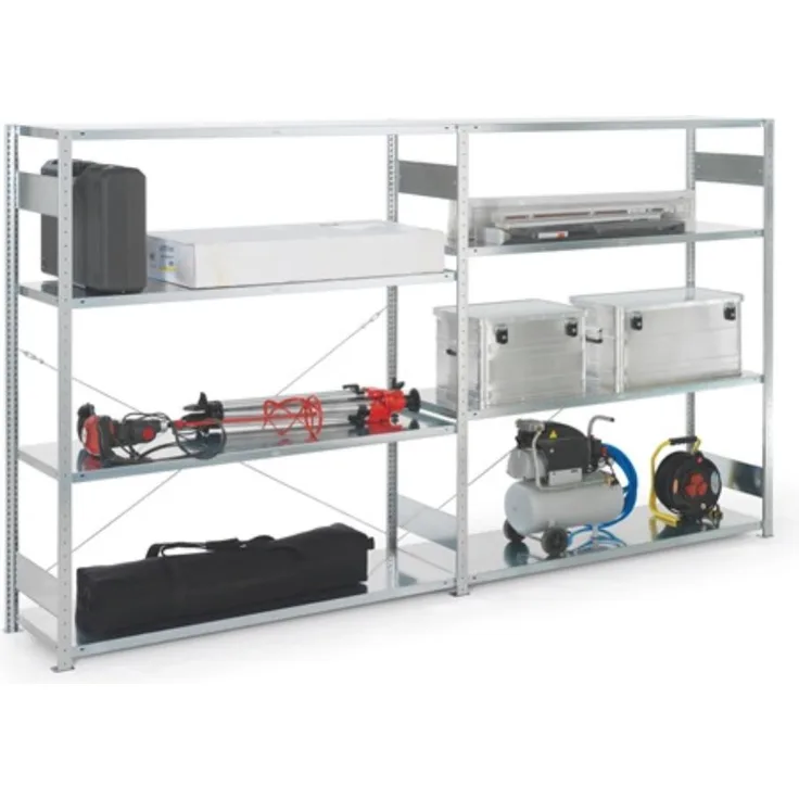 META Großfachsteckregal H2000xB1700xT600mm Anbauregal verz.silber 4 Stahlböden