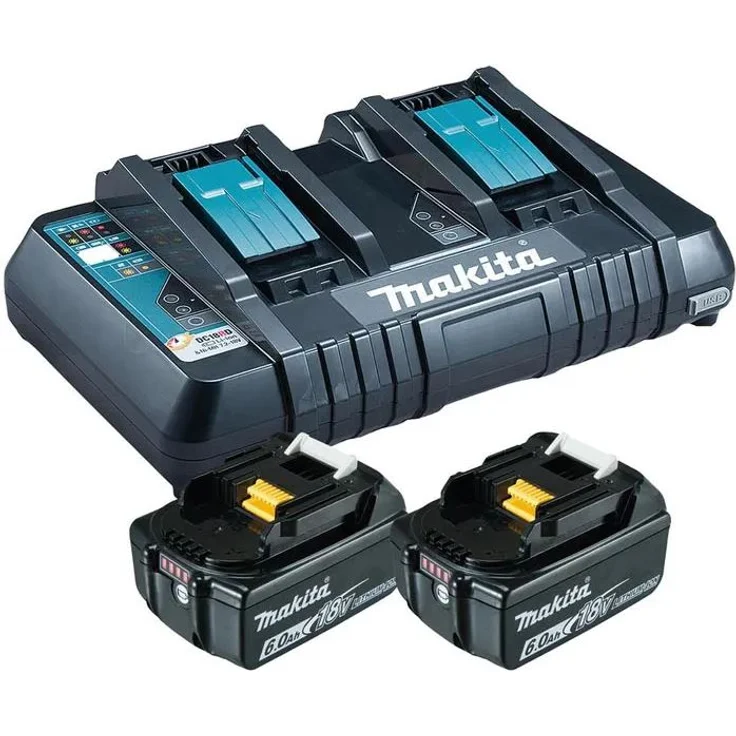 Makita BL1860B Akku-Set Li-Ion 18V LXT 6 Ah mit Ladestandsanzeige 2 Akku mit Doppellladegerät DC18RD mit Makpac – Bild 8