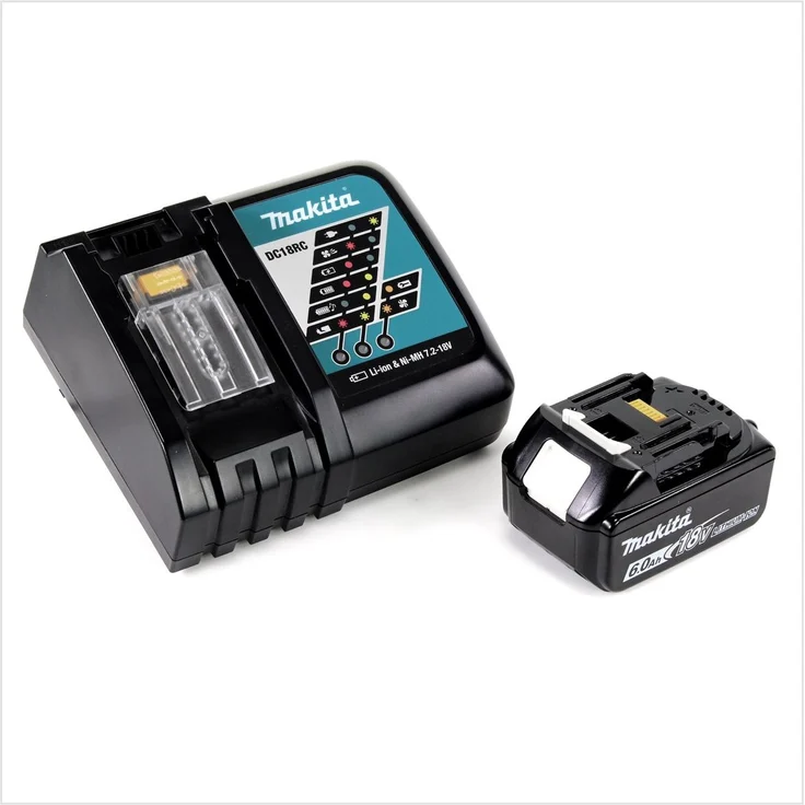 Makita BL1860B Akku-Set Li-Ion 18V LXT 6 Ah mit Ladestandsanzeige 1 Akku mit Ladegerät – Bild 1