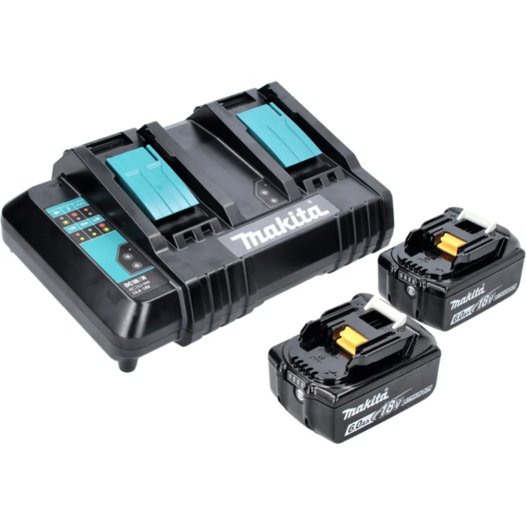 Makita BL1860B Akku-Set Li-Ion 18V LXT 6 Ah mit Ladestandsanzeige 2 Akku mit Doppellladegerät DC18SH – Bild 5