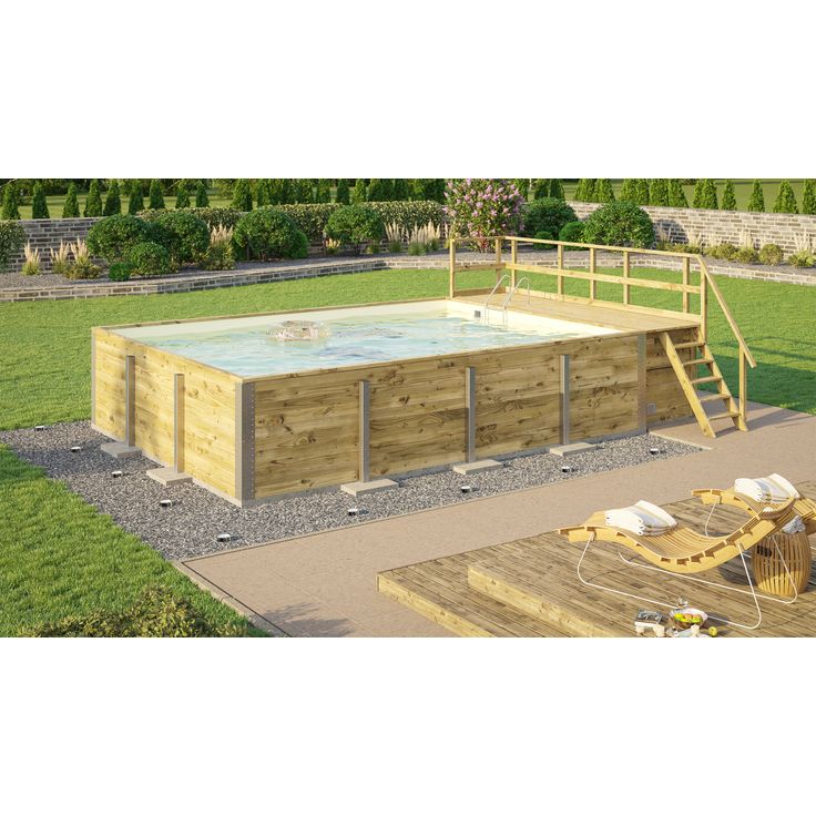 Massivholzpool 595 Gr. 2 inkl. Technikraum-Sonnendeck und Sandfilteranlage