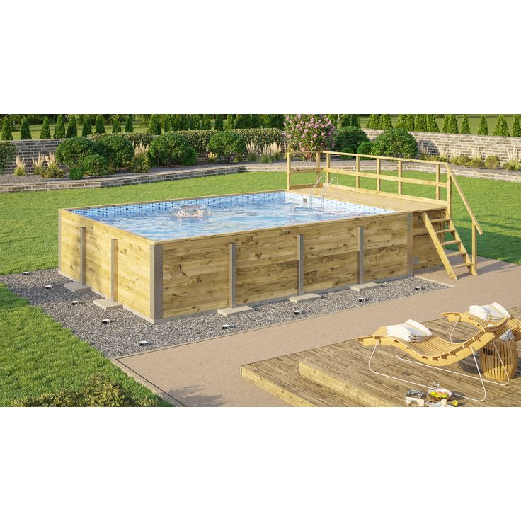 Massivholzpool 595 Gr. 2 inkl. Technikraum-Sonnendeck und Sandfilteranlage
